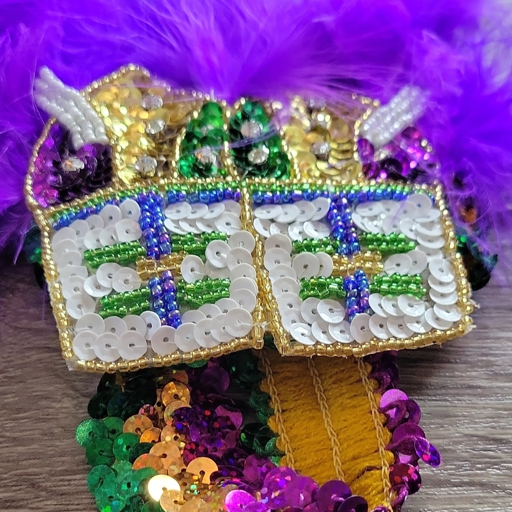 Sequin Embellished Hair Clip - Purple, Green, Gold